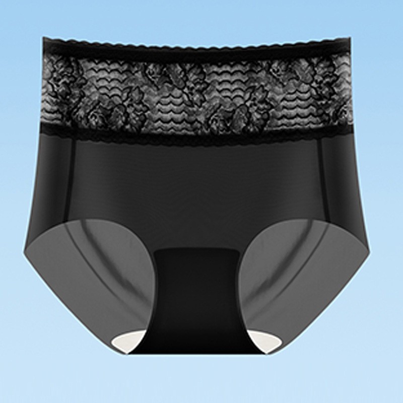 Women High waist Briefs Lace ice silk Ultra-thin Seamless Underwear 77481
