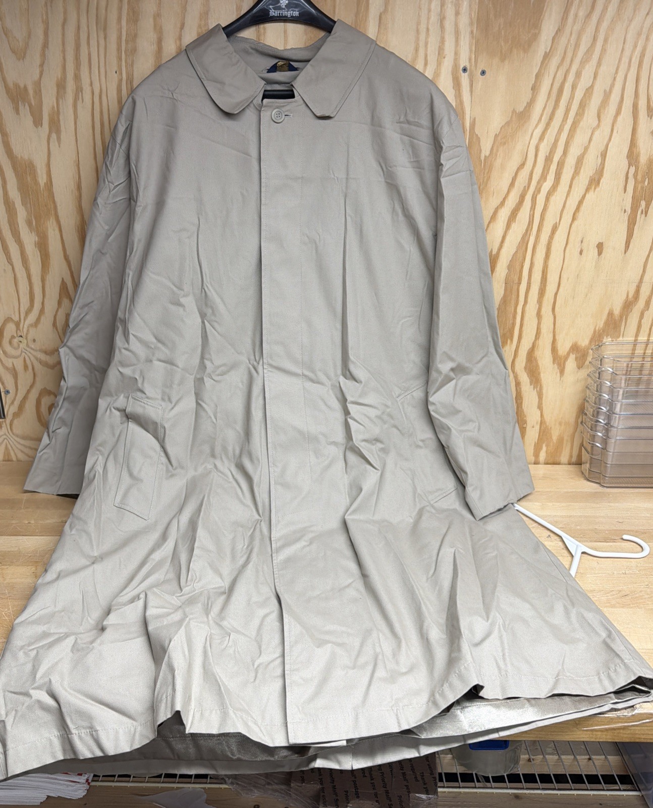 Barrington Mens 50R Trench Coat Collar Made In Sri Lanka