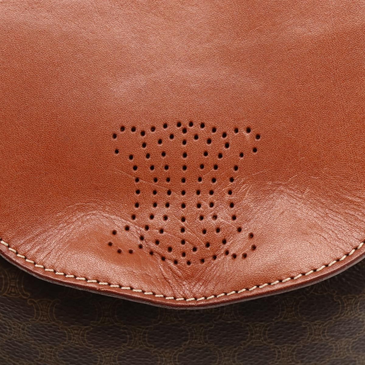 CELINE Macadam Canvas Backpack PVC Leather Brown Gold Auth YKZ829A