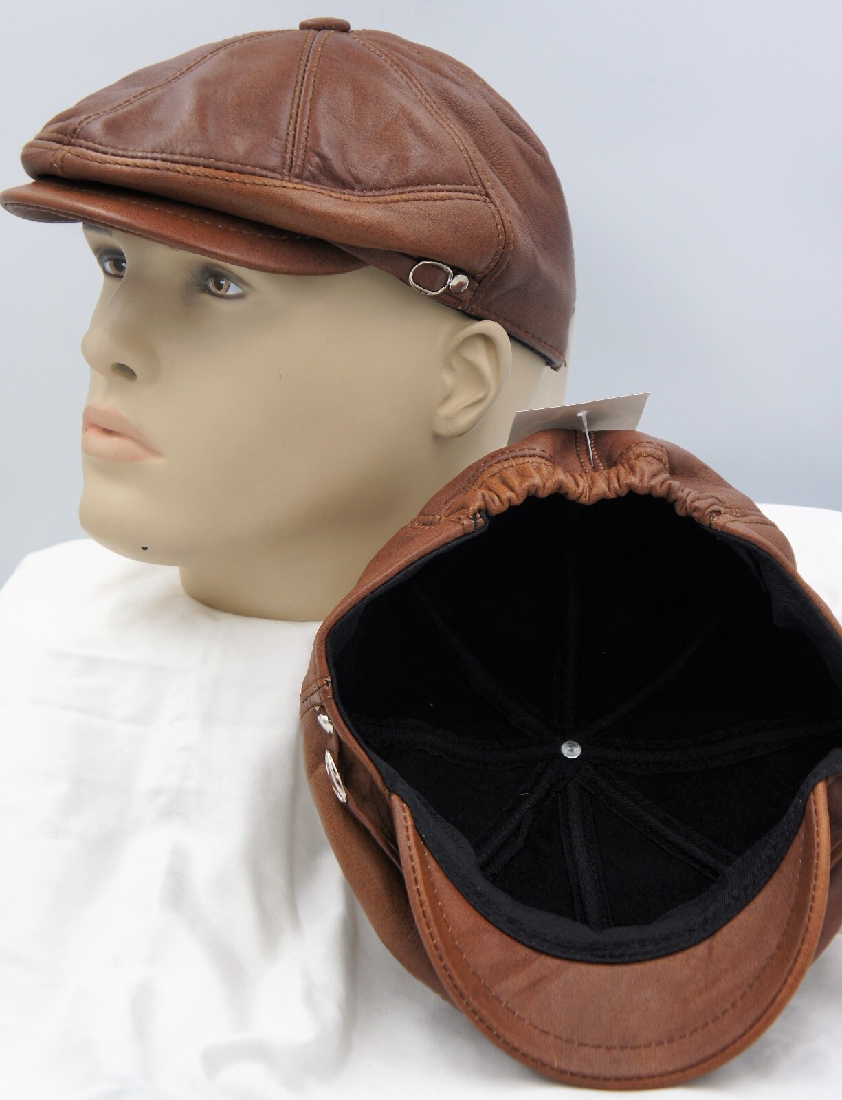5 Colors REAL LEATHER Men Gatsby Newsboy Ivy Hat Golf Driving Flat Cabbie M-3XL
