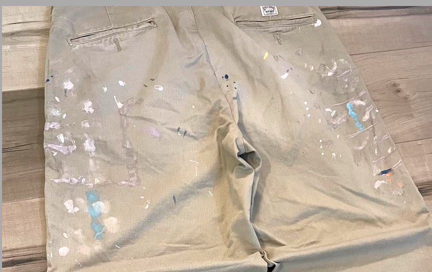 Ltd. Edition Polo Ralph Lauren Big Chino Hand Paint Splatter Khaki Work Pants 34