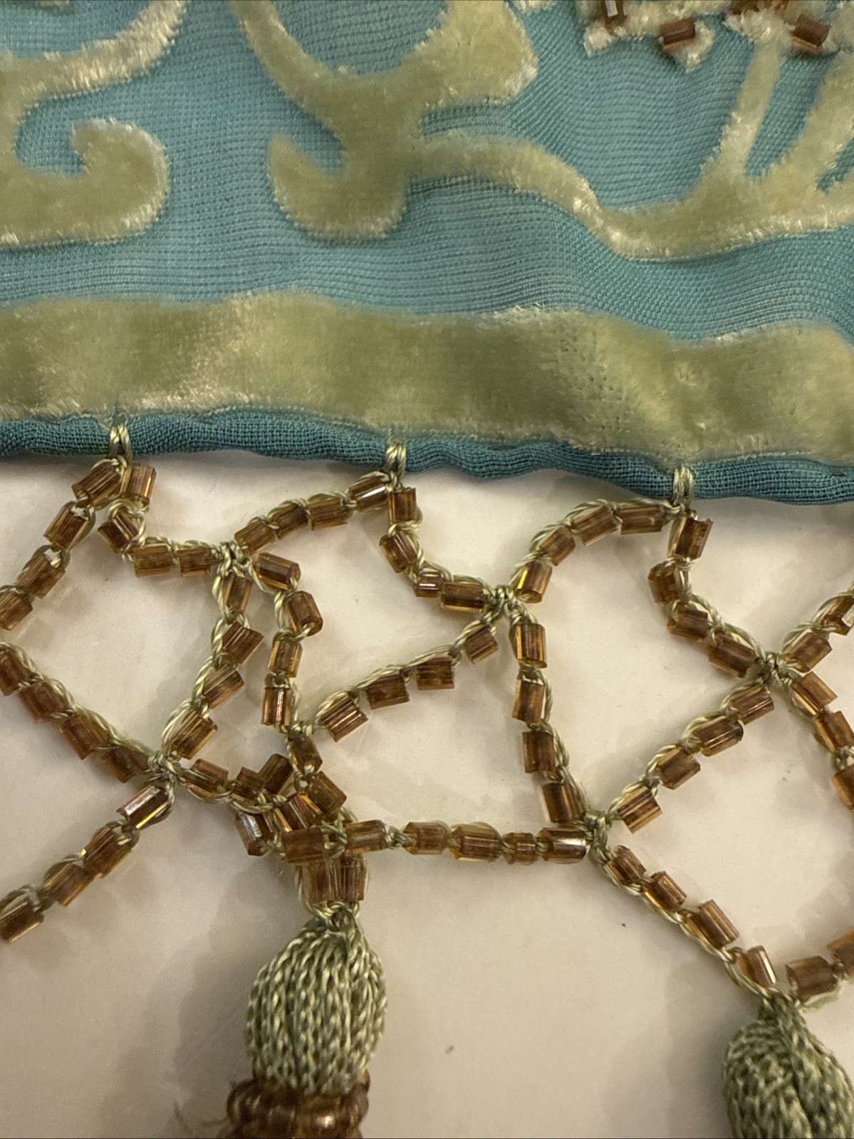 Gorgeous Shanak Silk Velvet Beaded Wrap Shawl 20 In x 76 In