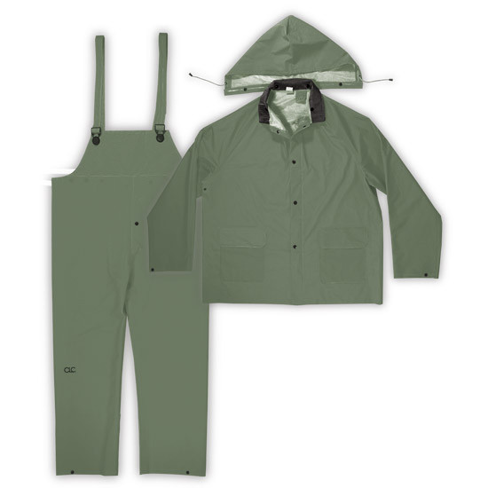 CLC Custom Leathercraft Rain Wear R131L .35MM Green 3-Piece Rain Suit, Large
