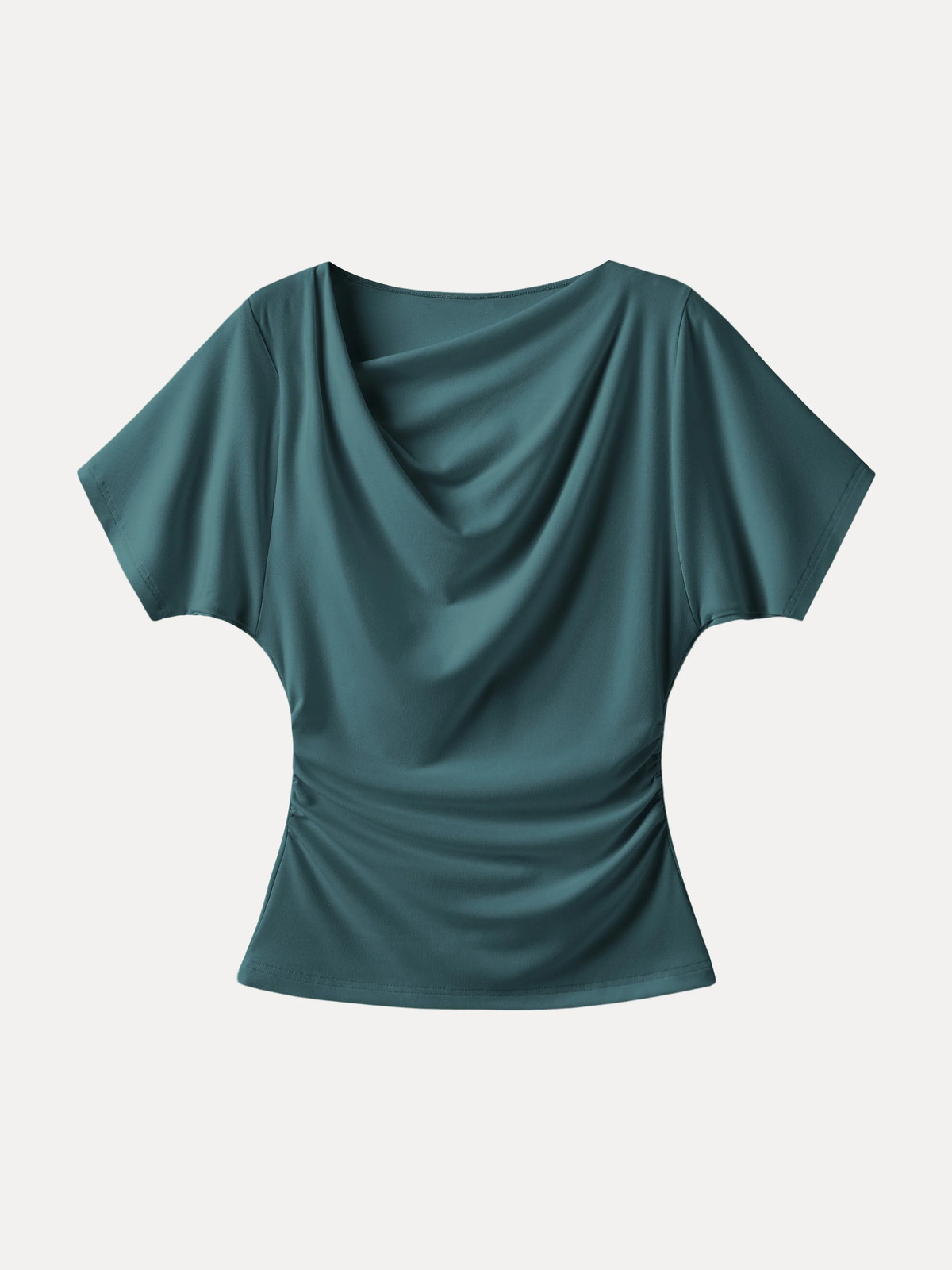 OGL Asymmetrical Cowl Neck Ruched Top
