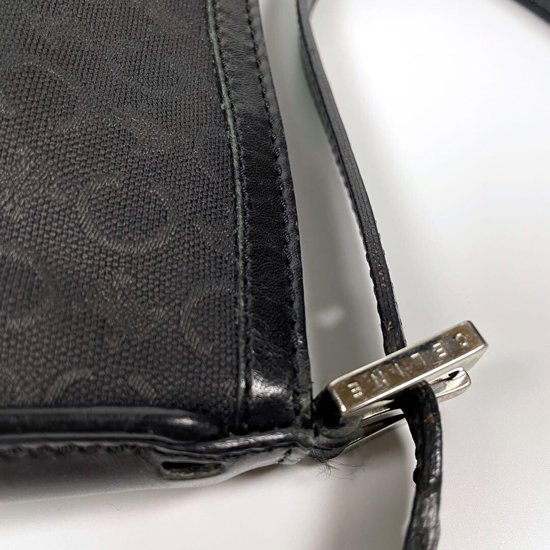 CELINE Shoulder Bag Pouch Pochette C Macadam Leather Vintage Auth From Japan