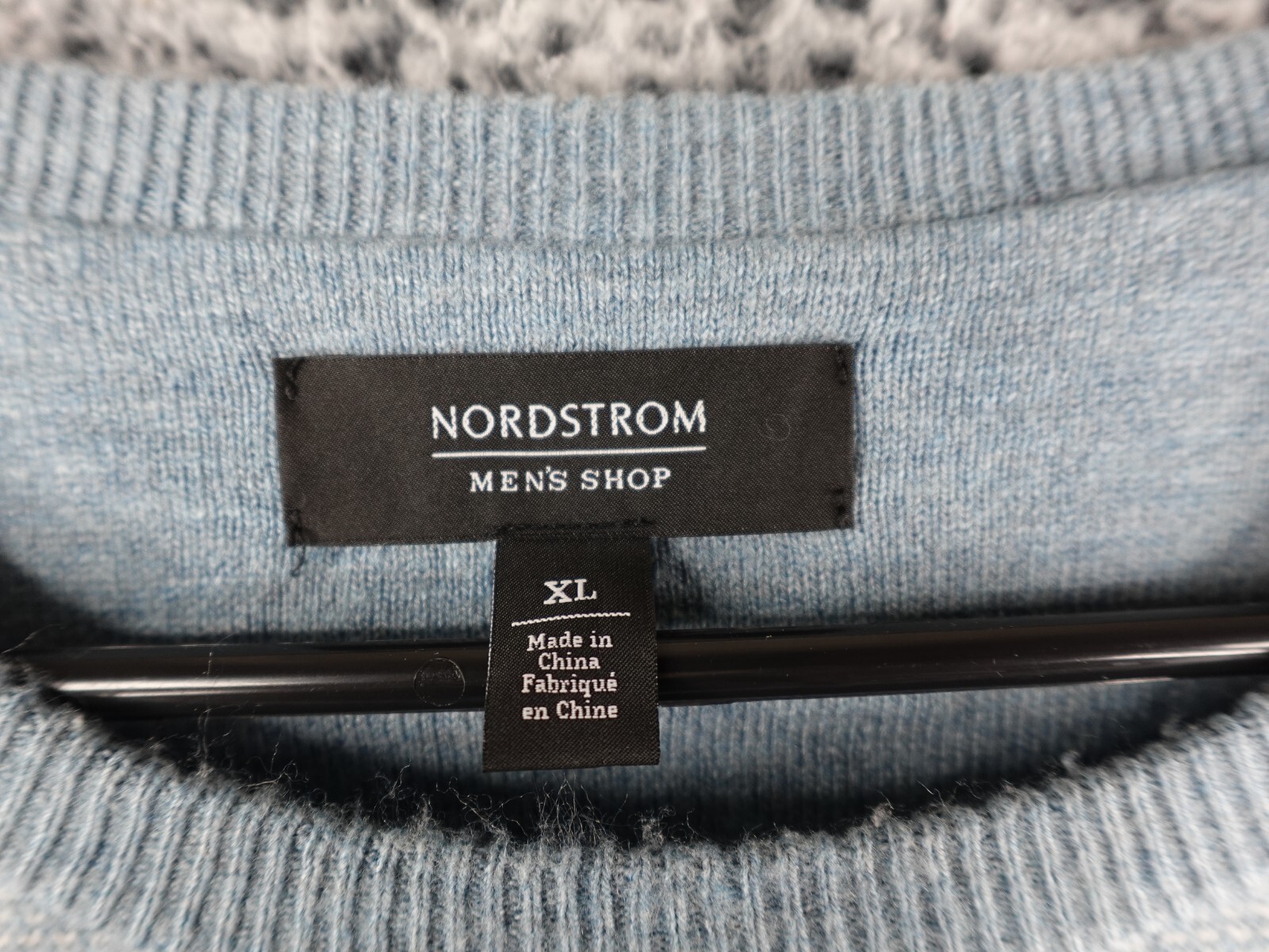 Nordstrom Mens Shop Bird’s Eye Rayon Wool Blend Blue Knit Sweater Size XL