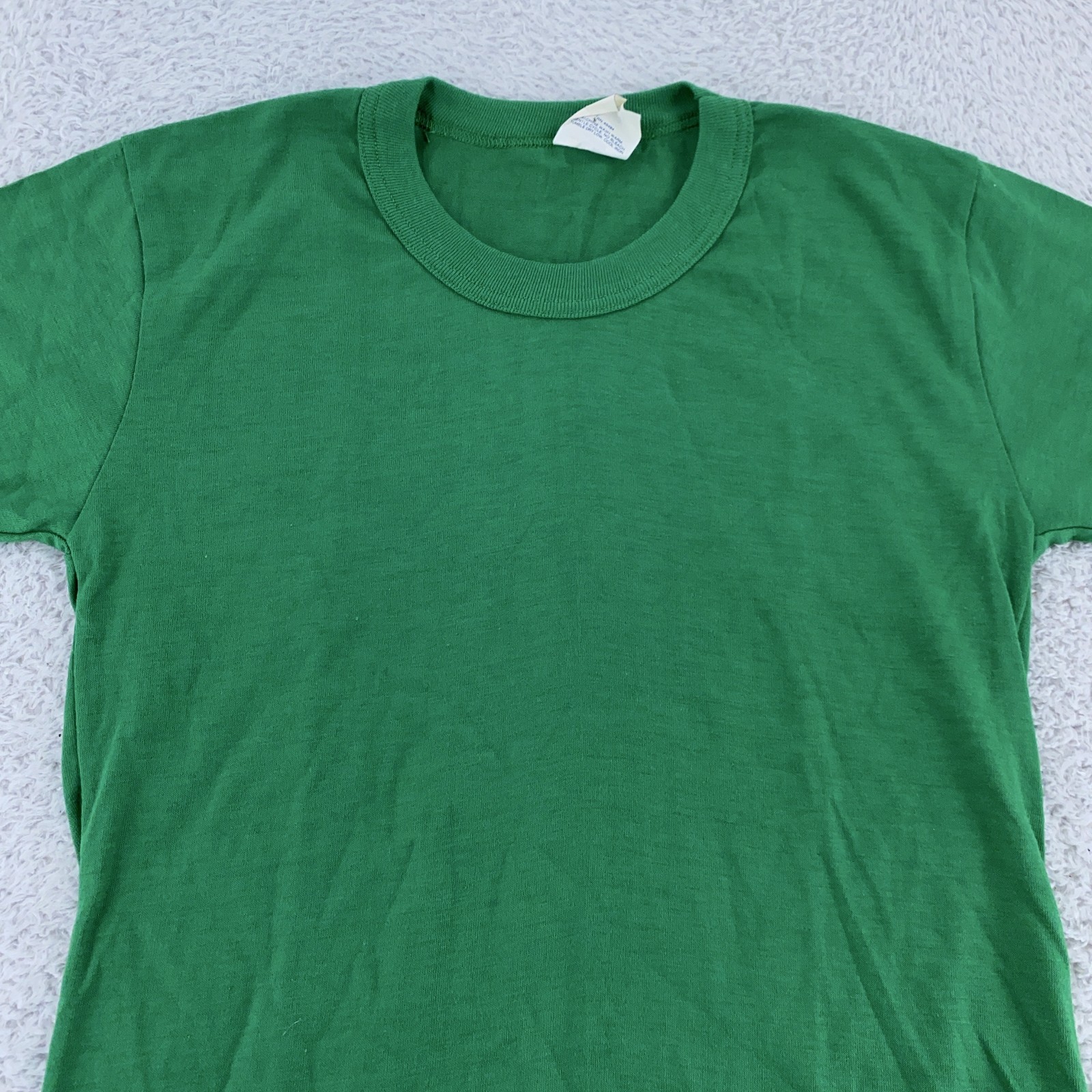 Vintage Ricks Blank Green Shirt Mens XXS Ringer 50/50 Poly Cotton Tee Soft 80s