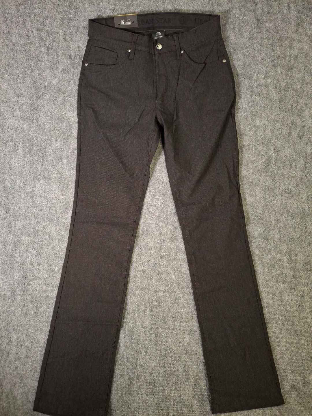 Urban Star Men’s Stretch Relaxed Fit Straight Leg Pants, Black, Size 32×34, New