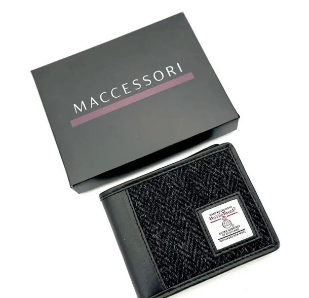 Maccessori Harris Tweed & Vegan Leather Bi-fold Wallet for Men and Women