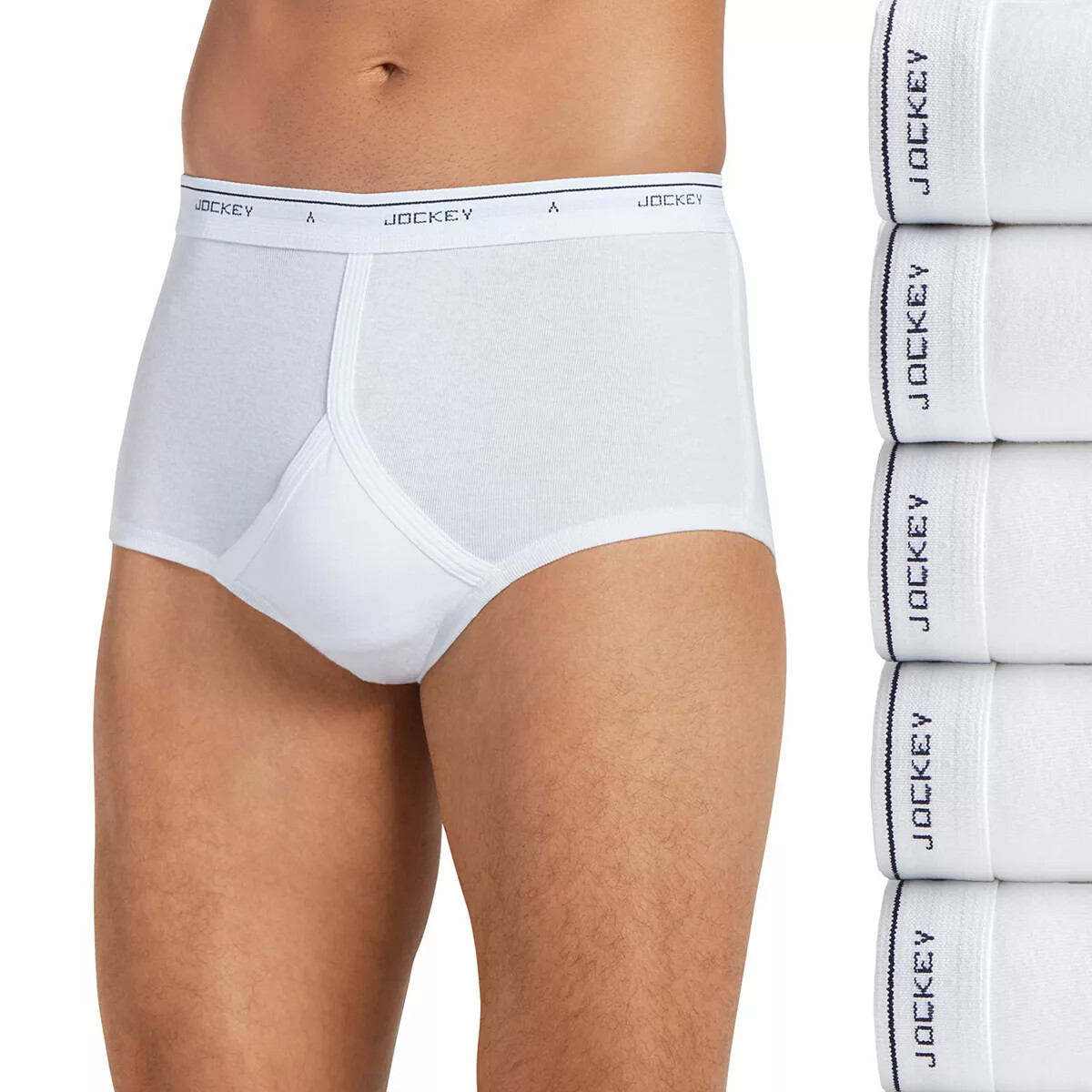 Men’s Jockey 4-pack + 1 Bonus Classic StayNew Full Rise Briefs White