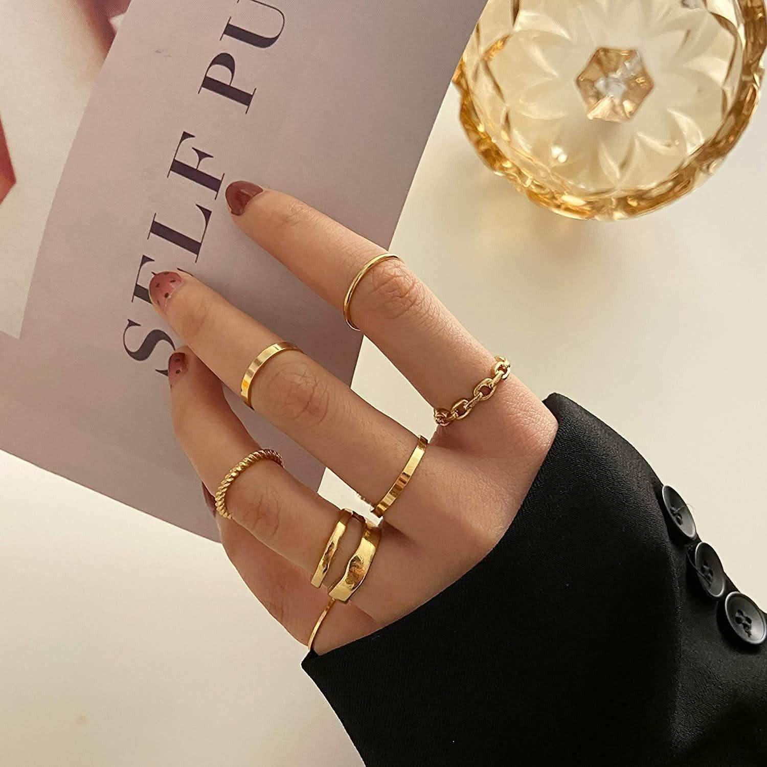 7-Piece: Women’s Gold Knuckle Ring Set
