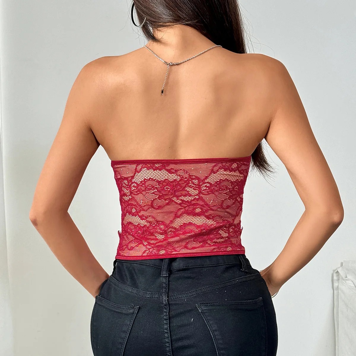 Lace Strapless Corset Style Camisole Shirt Club Wear Shapewear in Various Colors