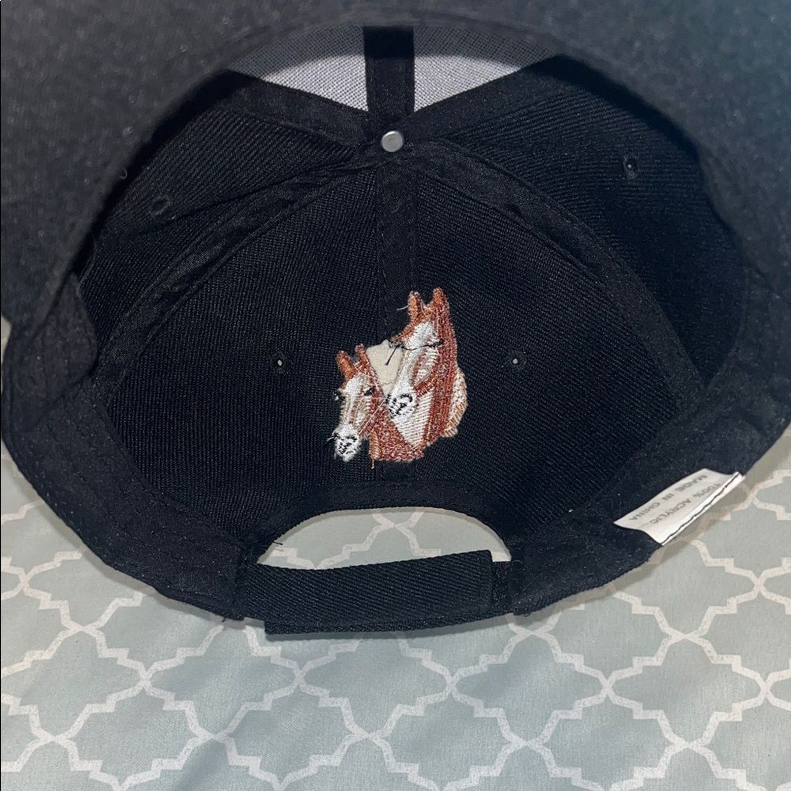 Vintage Horse Embroidered Baseball Cap w/Horse Design. Horse Shadow on right.