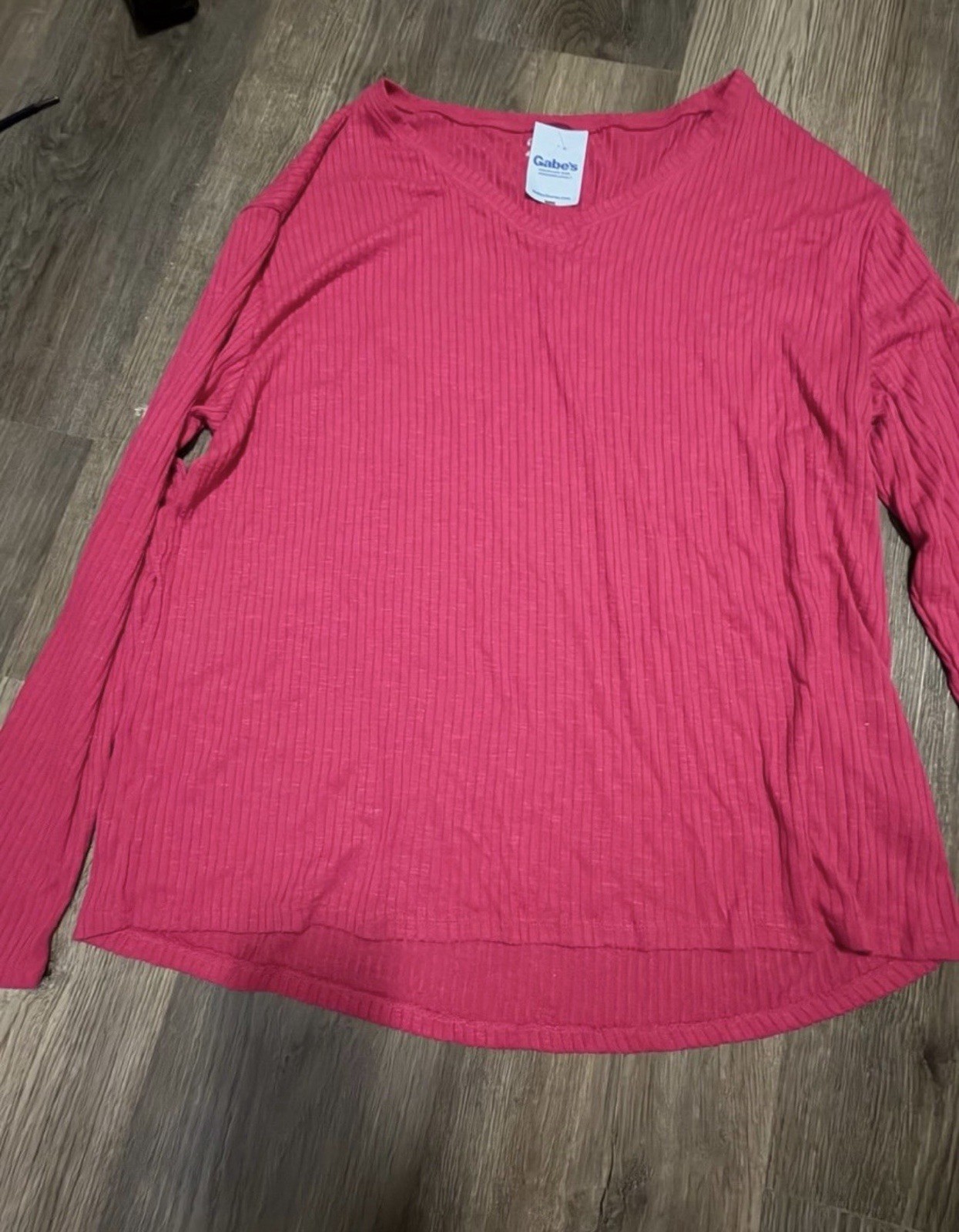 247 by maurices Women’s Pink Rib Knit V-Neck Long Sleeve Pullover Top XL