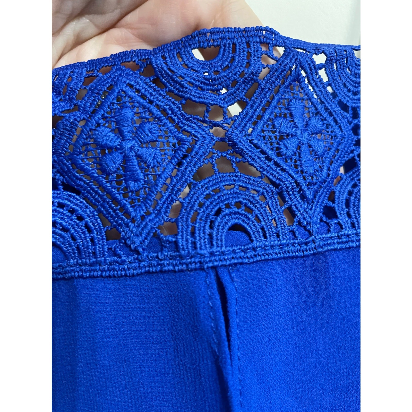 Blue Flowy Tank Chiffon Layers SZ M Womens E Hanger M Bright Royal