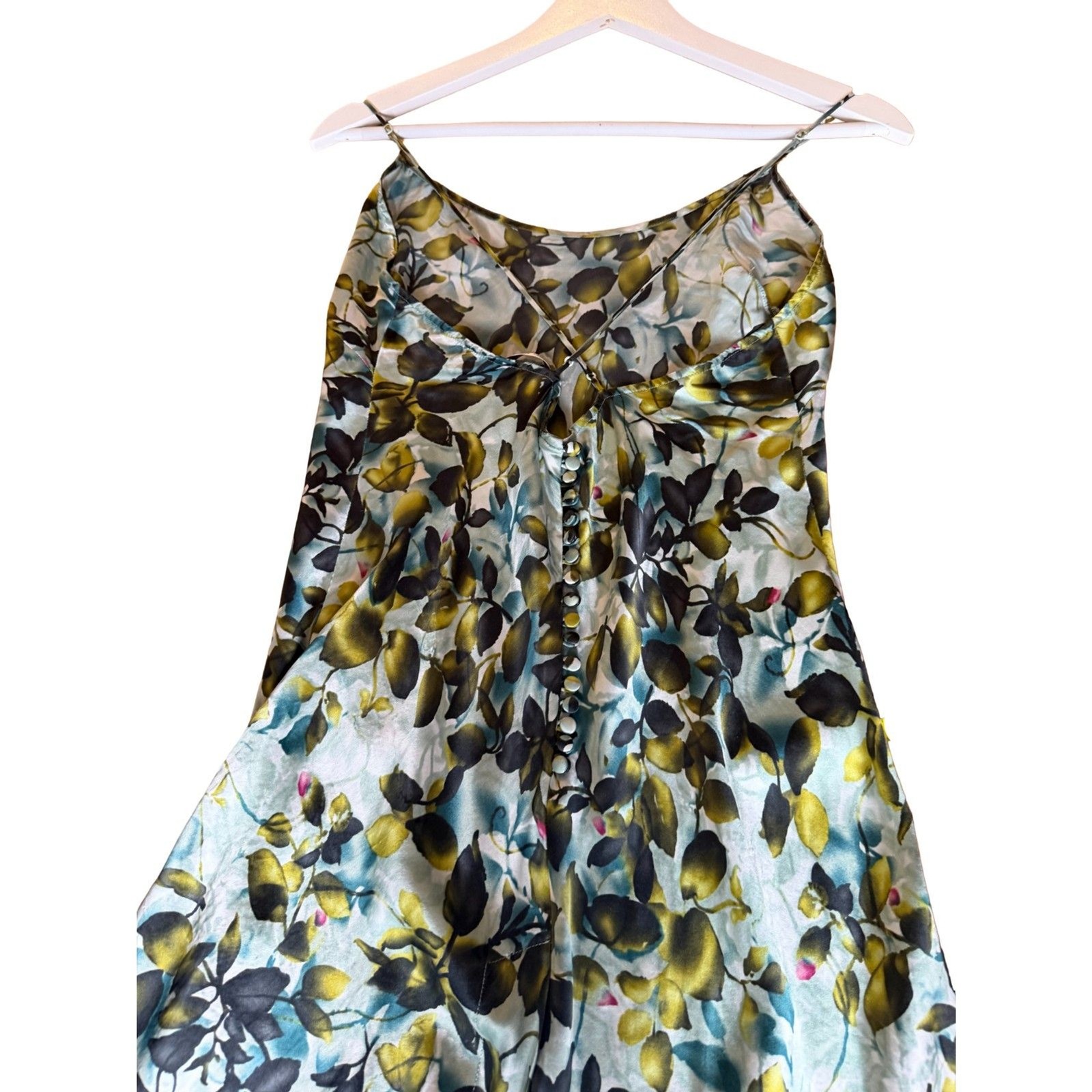 Vintage 90s Victoria’s Secret 100% Silk Floral Slip Mini Dress Crossback Sz M