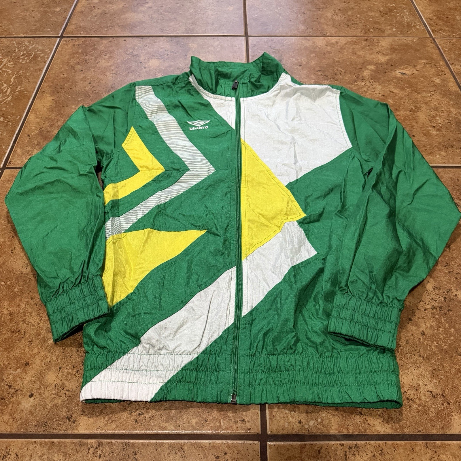 Umbro Jacket Mens S Colorblock Windbreaker Geometric Soccer Track Premier VTG