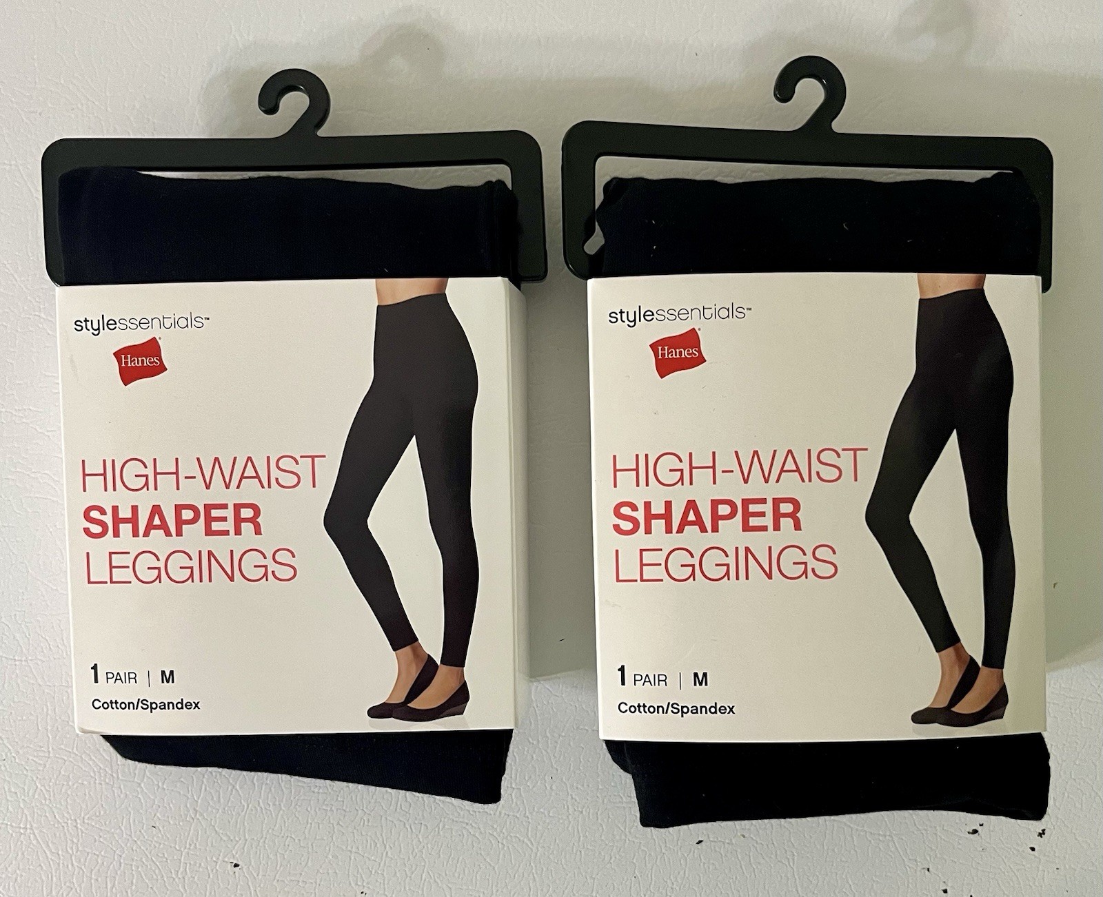 2 Pk Hanes Style Essentials Body Shaping Cotton Leggings For Women Black Medium