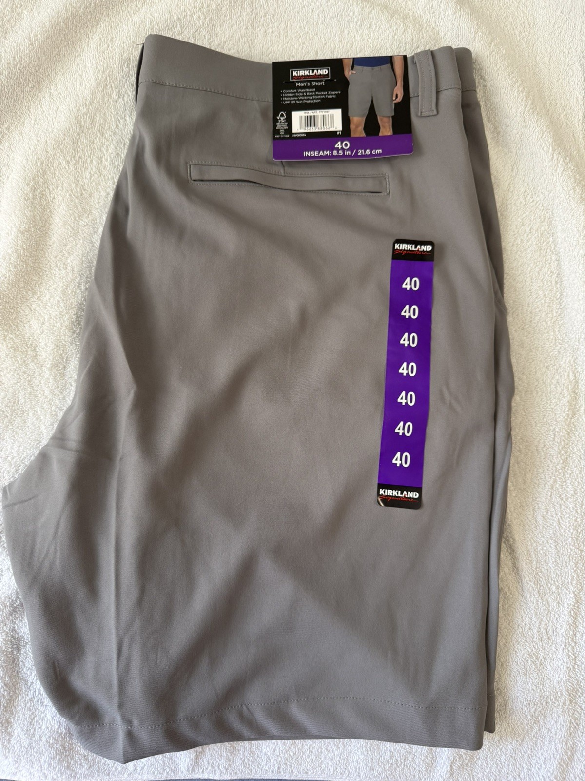 Kirkland Signature Men’s performance Short Gray Comfort Waist Stretch UPF 50