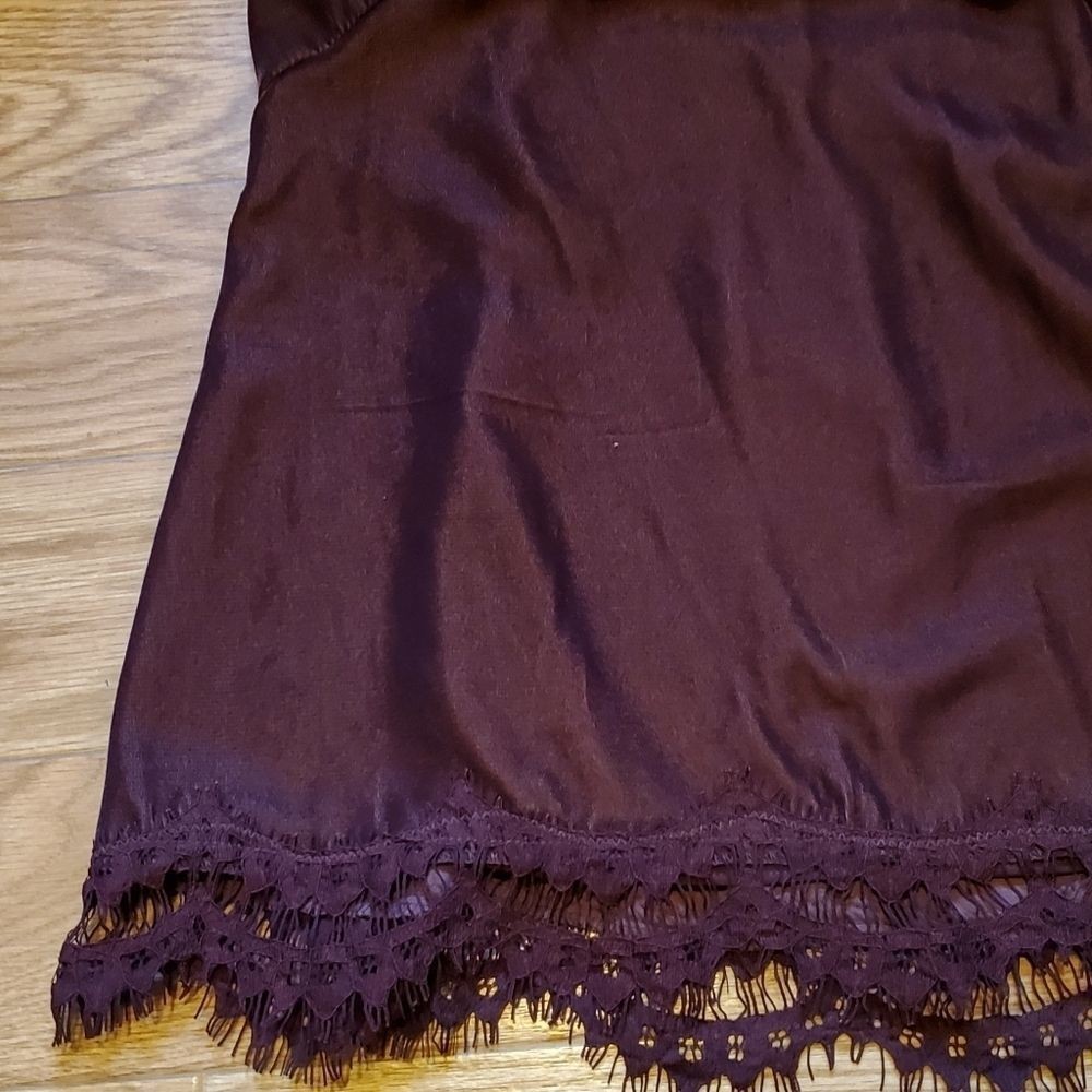Max Studio Velvet Lace Cami Top Burgundy NWT Size S Sexy Date Night Camisole