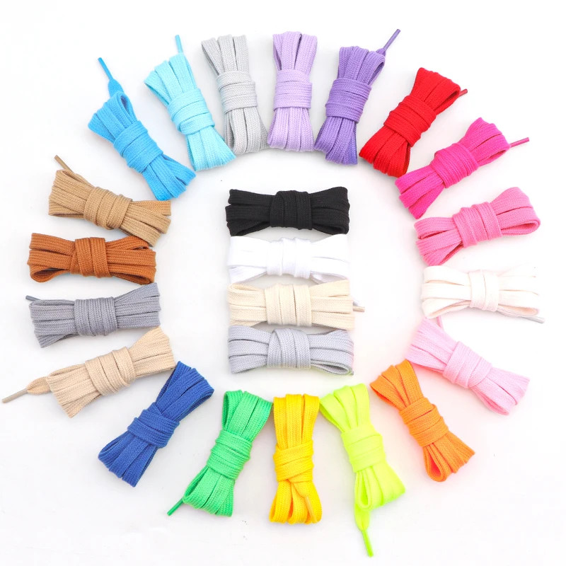 Quality Cotton Shoelaces 0.8cm Width Flat Shoelace Tennis Sneakers Shoe laces 80