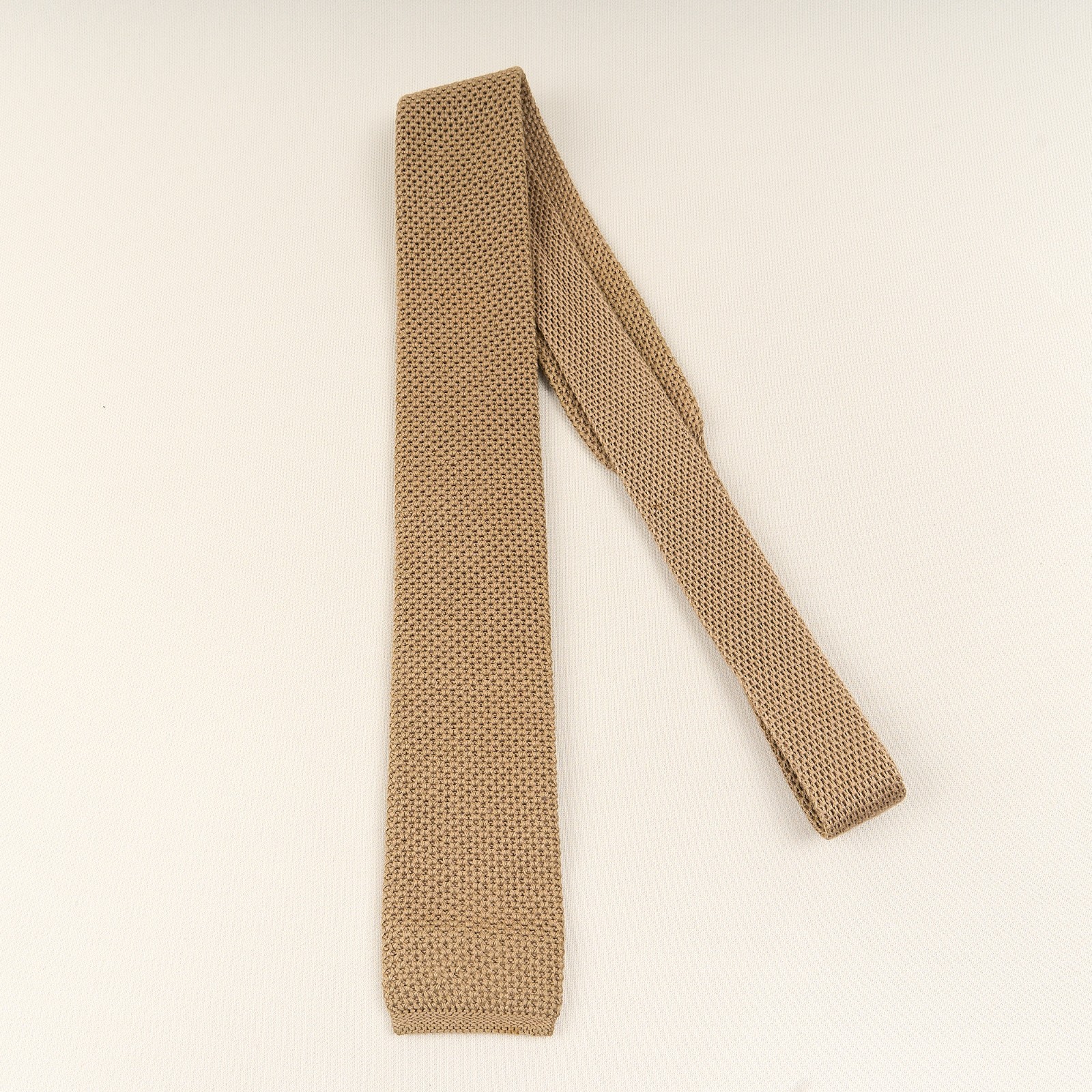 Vintage Knit Tie Square End Cotton Skinny Made in USA 53 X 2ins Wide Summit Hill