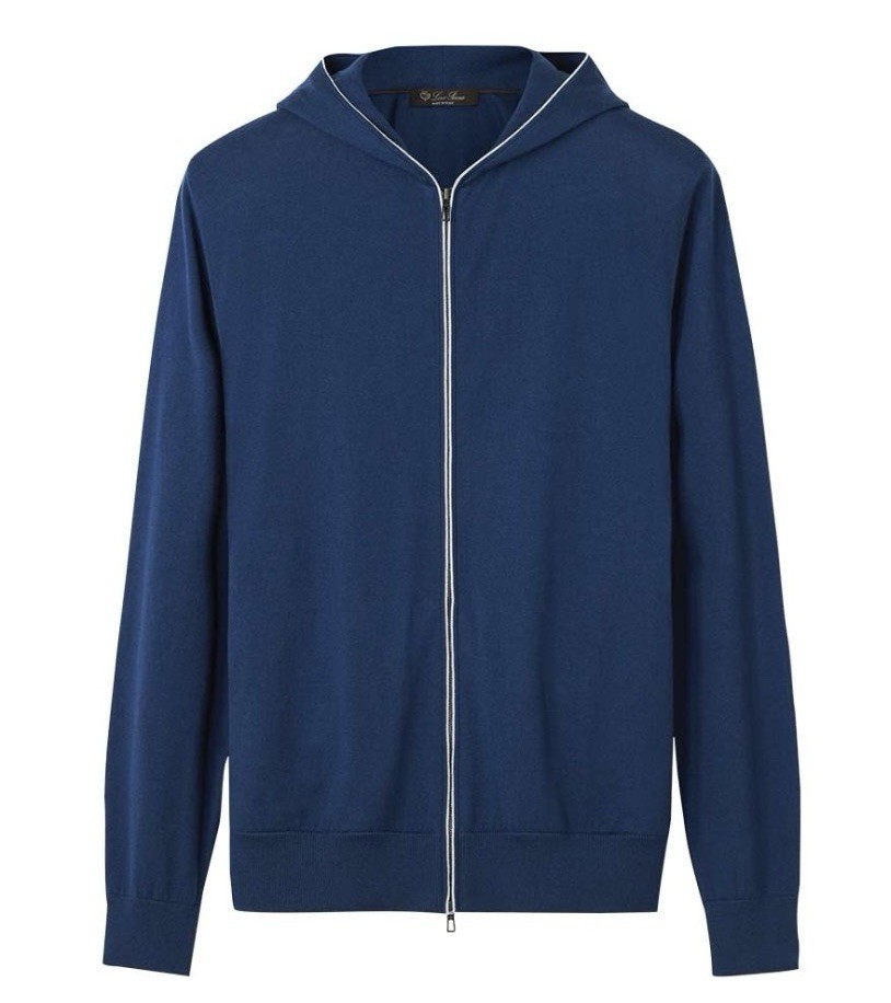 LORO PIANA ‘Hood Leasure Bomber’ Cashmere Cotton Hoodie Jacket Large $2680+ NEW