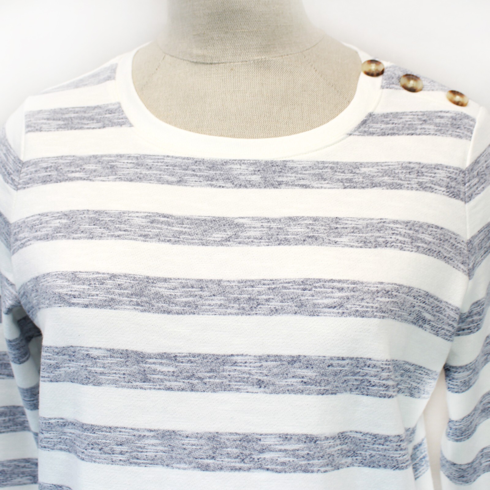 TALBOTS Plus terry 100% Cotton STRIPE TOP SWEATSHIRT 3X Petite slits nautical