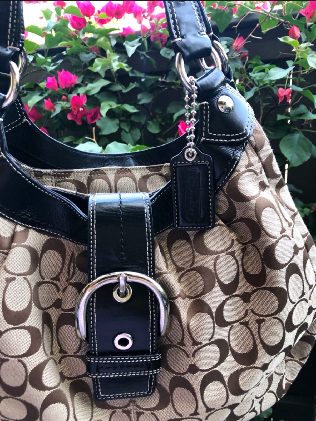Coach Soho Lynn Large Hobo Shoulder Y2K Bag Brown Canvas F15083