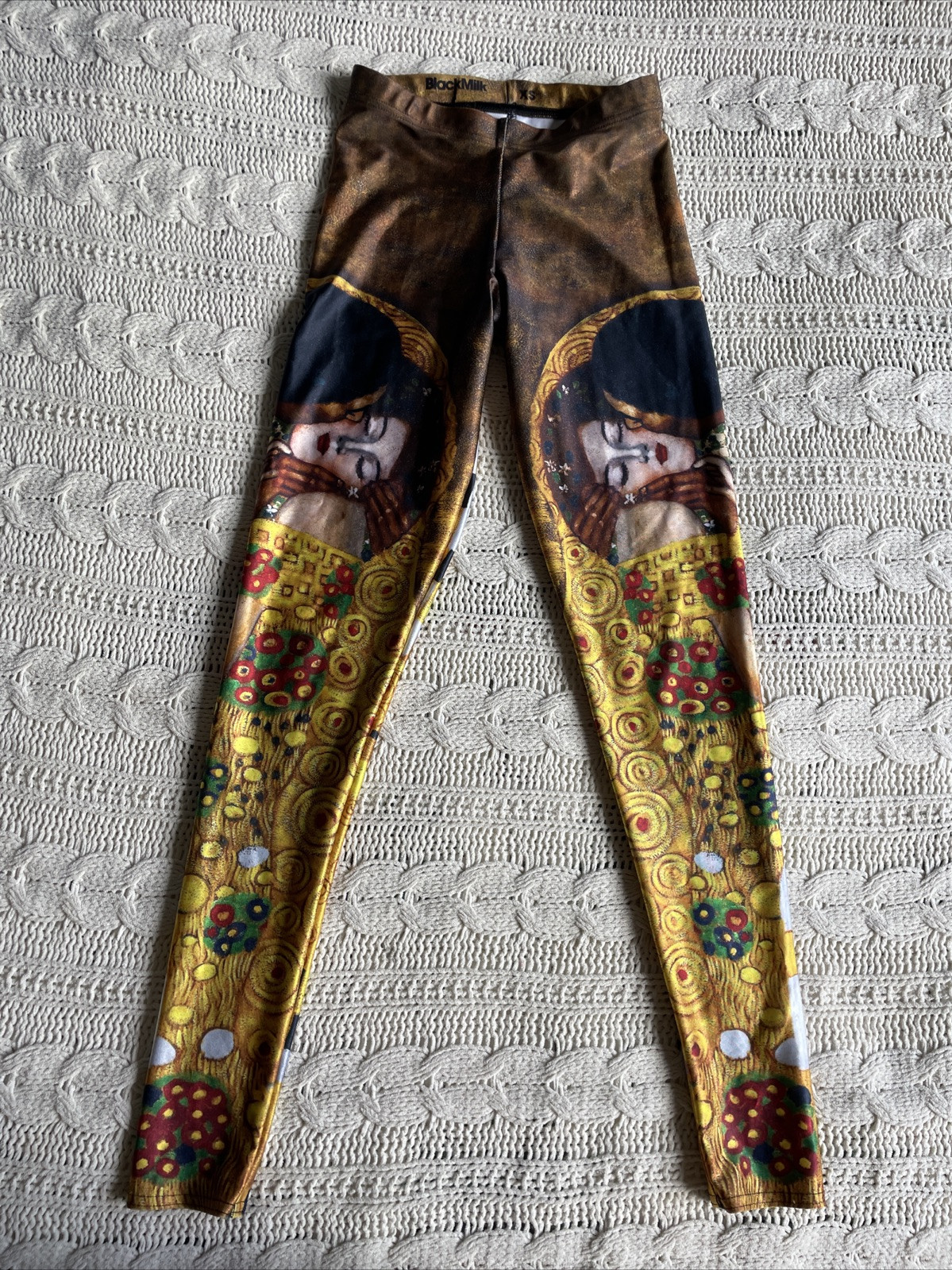 Black Milk Leggings size 8 / XS Gold ‘Black Gustav Klimt The Kiss’ print Pants