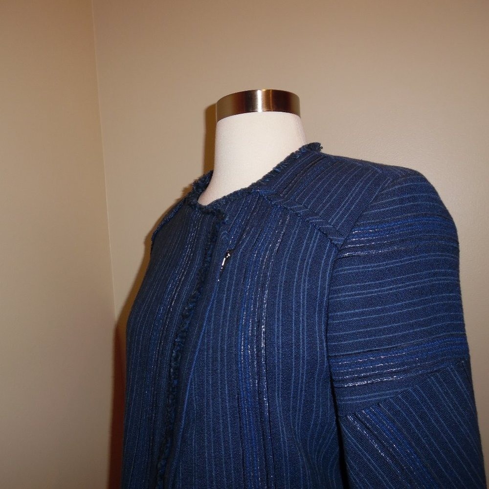 NWT Sandro Paris Blue Blucy Woven Workwear Casual Business Tweed Blazer Jacket