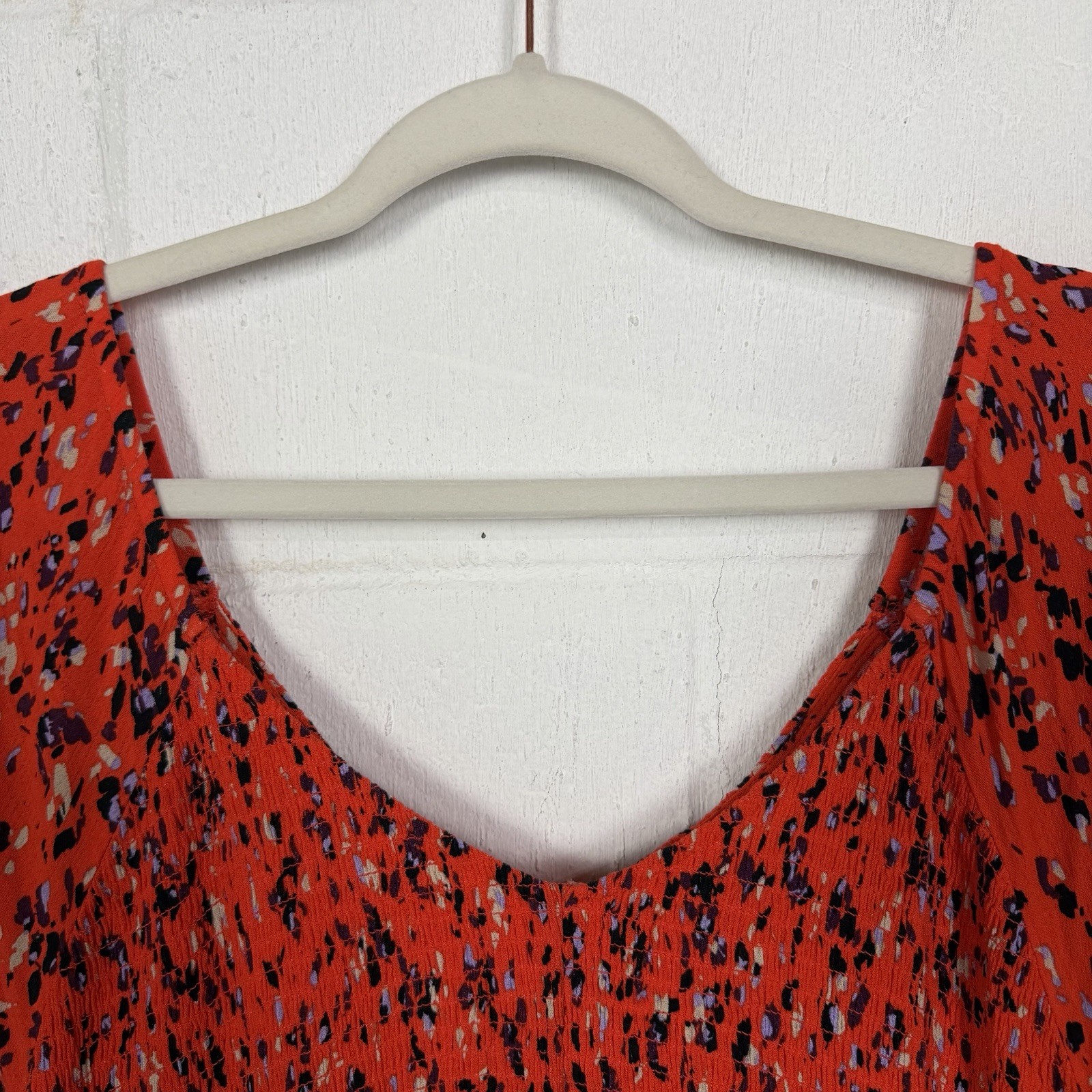 Torrid Midi Dress Plus Size 3X Orange Animal Print Smocked Gauzy Maximalist Fun