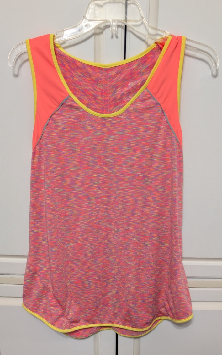 Tangerine Top Women Large Rainbow Peach Yellow Racerback Active Tank Workout