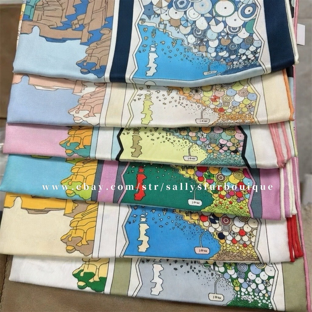 Sally Boutique 18 Momme Twill Silk Wrap Scarf Travel Print Double Face Shawl 35″