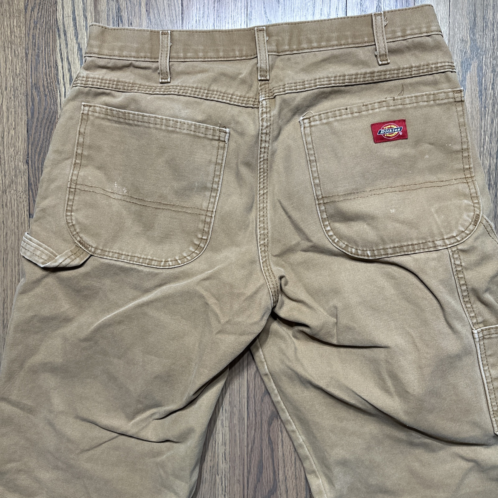Distressed Worn DICKIES CARPENTER PANTS Classic Brown Tan 32×32 1990s Y2K