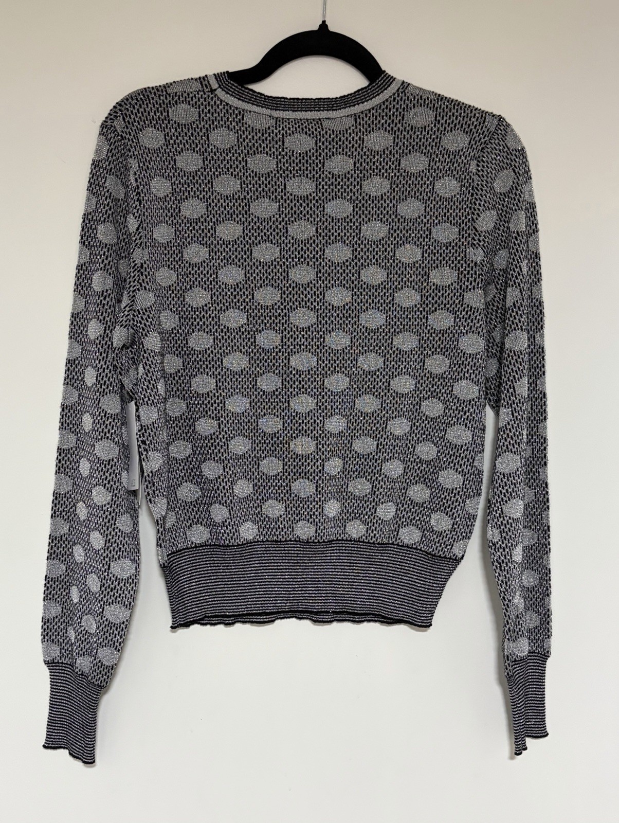Robert Rodriguez Long Sleeve Knit Pullover Sweater Gray Metallic Geometric M NWT