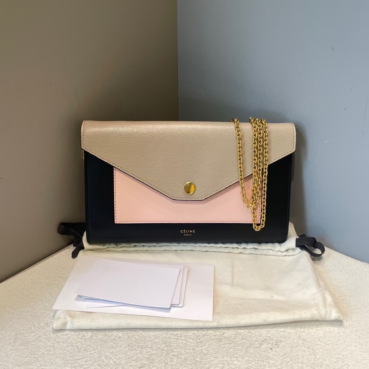 Celine Tri‑Color Envelope WOC Wallet 21*13cm