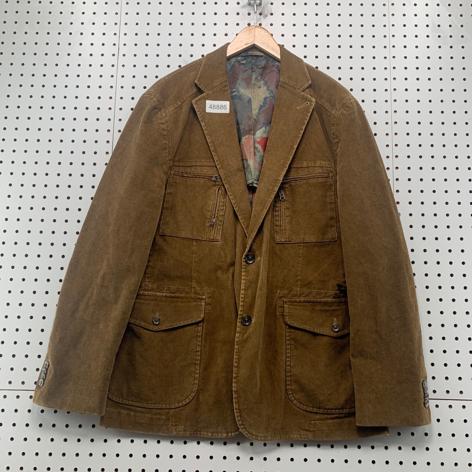Kroon Corduroy Sport Coat Mens 42R Brown Multi Pocket Blazer Jacket