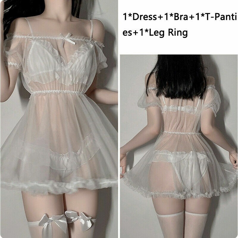 New Lingerie Sexy Women Underwear Babydoll Sleepwear Lace Bra Dress Set G-string