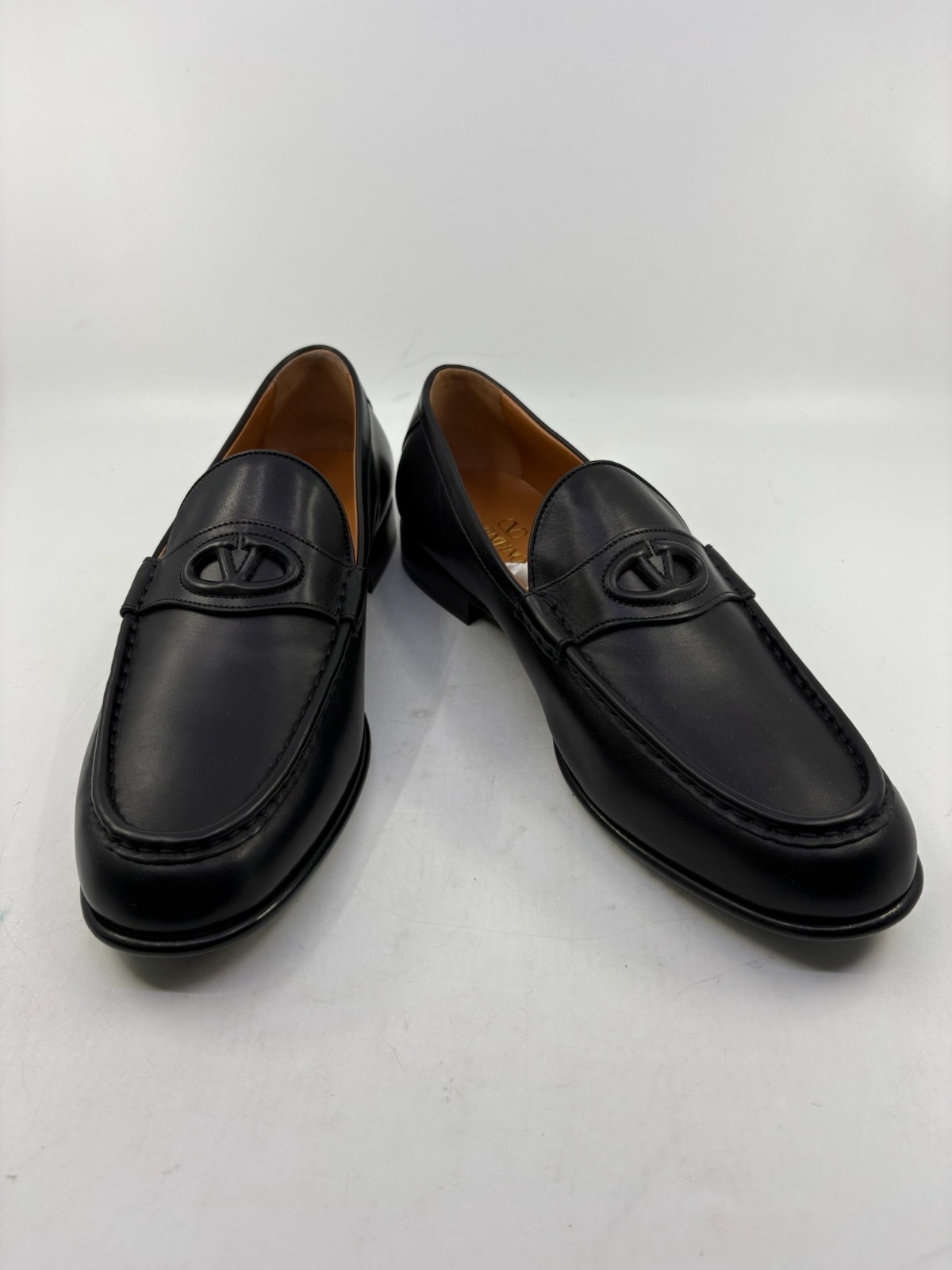 NIB Valentino Garavani Vlogo Penny Loafer Shoes Leather Black Mens EU 42/ US 9
