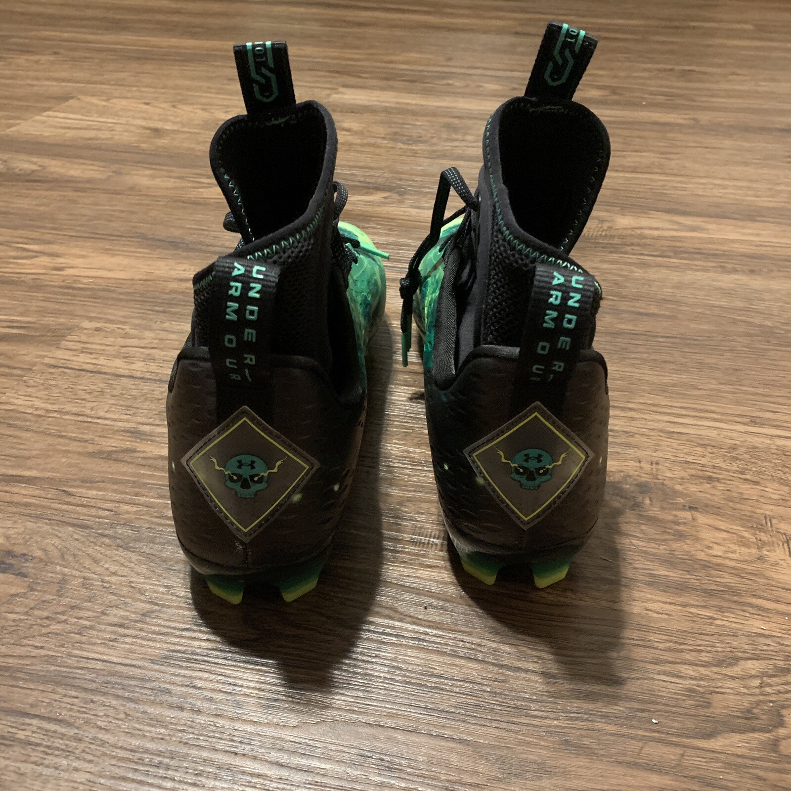 Under Armour Lux Spotlight Black Green Men’s Football Cleats Size 13 3025376-001
