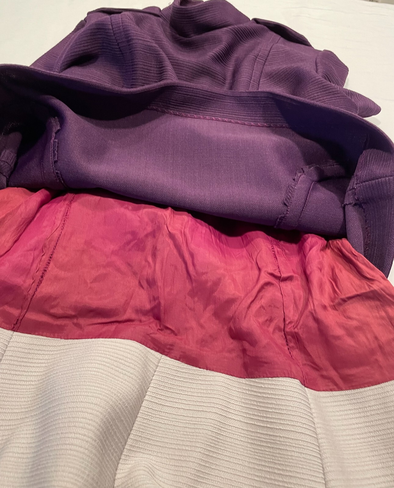 Vintage Burt Stanley Layered Twofer Dress 16 Two Tone Colorblock Purple Gray