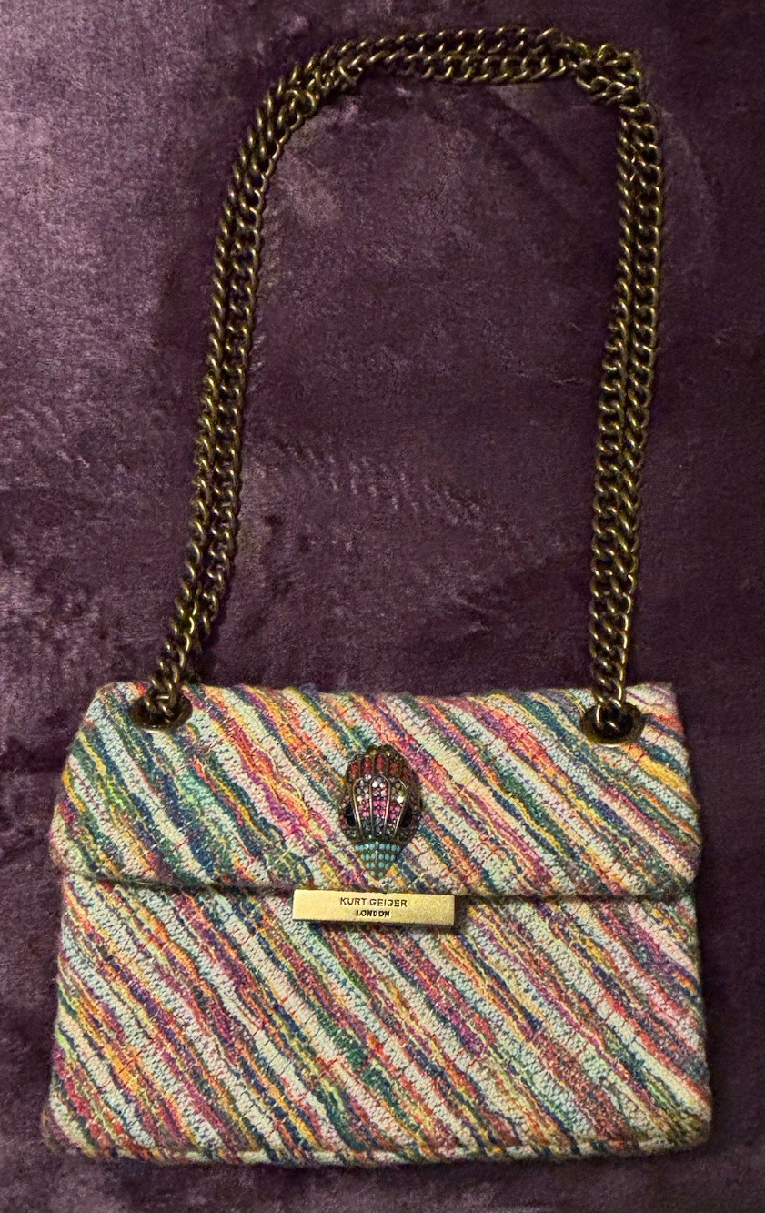 Kurt Geiger Kensington Mini Multicolor Shoulder Bag Chain Strap Crystal Snap