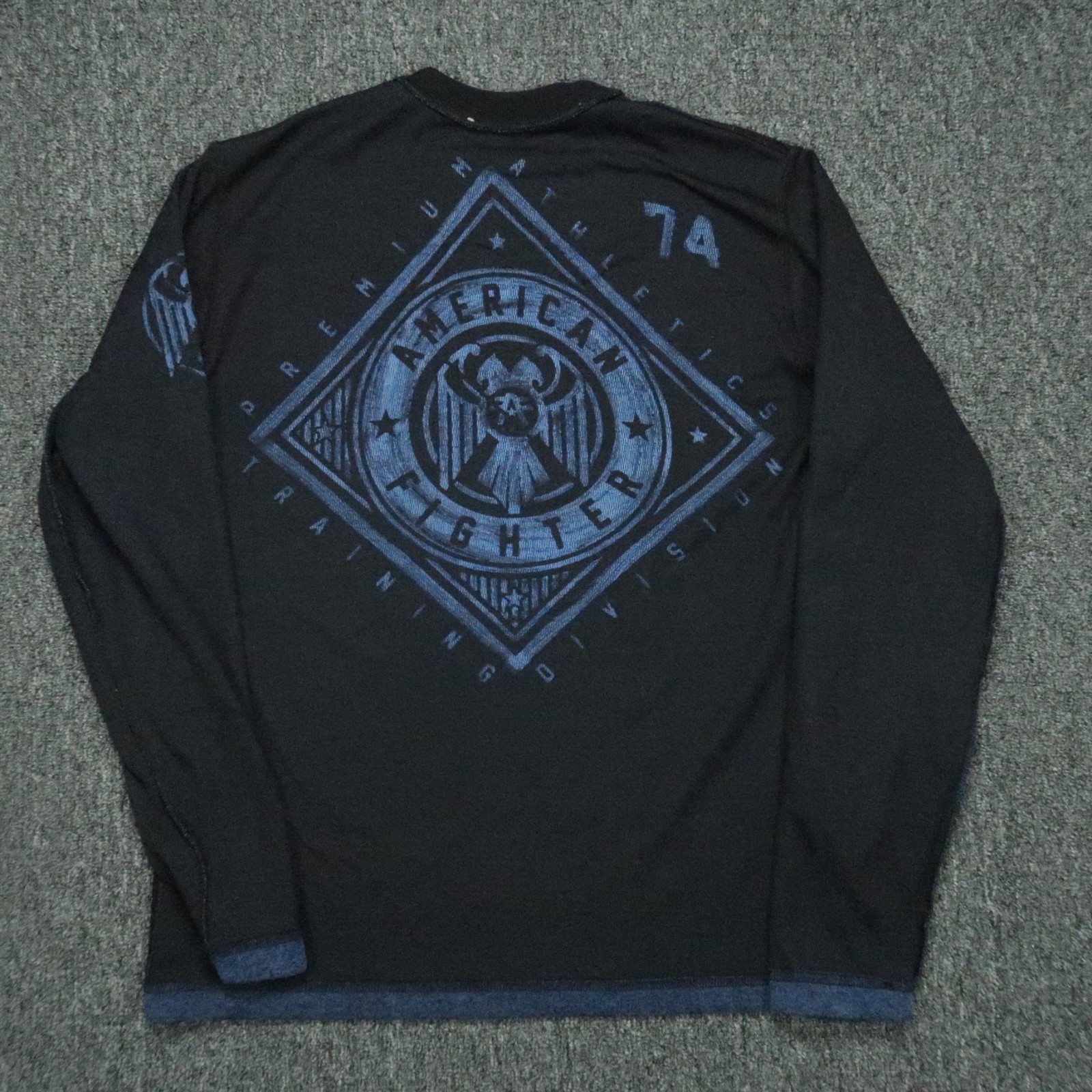 American Fighter Pullover Mens Medium Blue Reversible Crew Thermal VTG