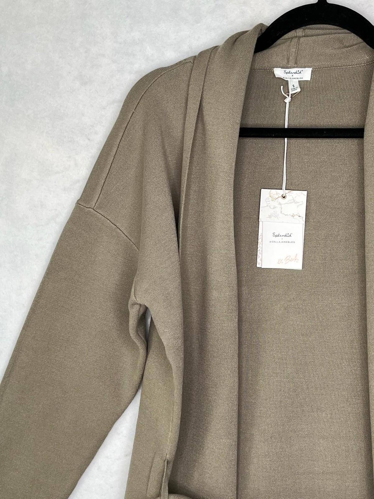 Splendid x Cella Jane Cardigan Womens Small Taupe Belted Wrap Coatigan RSS5730
