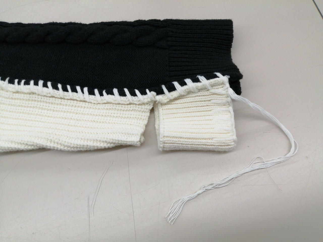 MAISON SPECIAL Cable stitch Knit Beige × Black Used