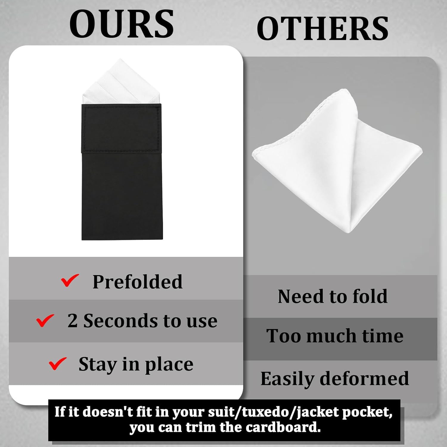 Mens Pre-Folded Pocket Squares on Card Pocket Handkerchief for Suit Accessories
