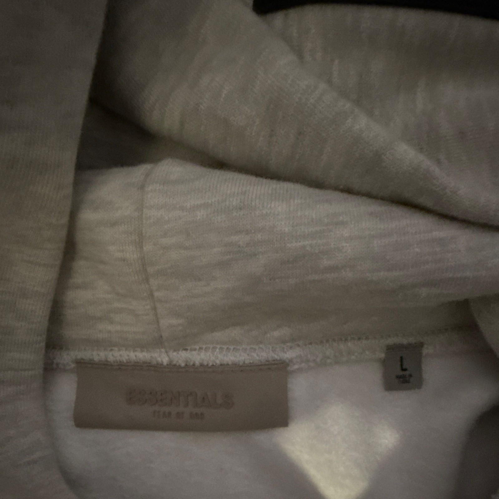 Essentials Fear of God Solid Gray Pullover Hoodie Logo Kangaroo Pocket Size L