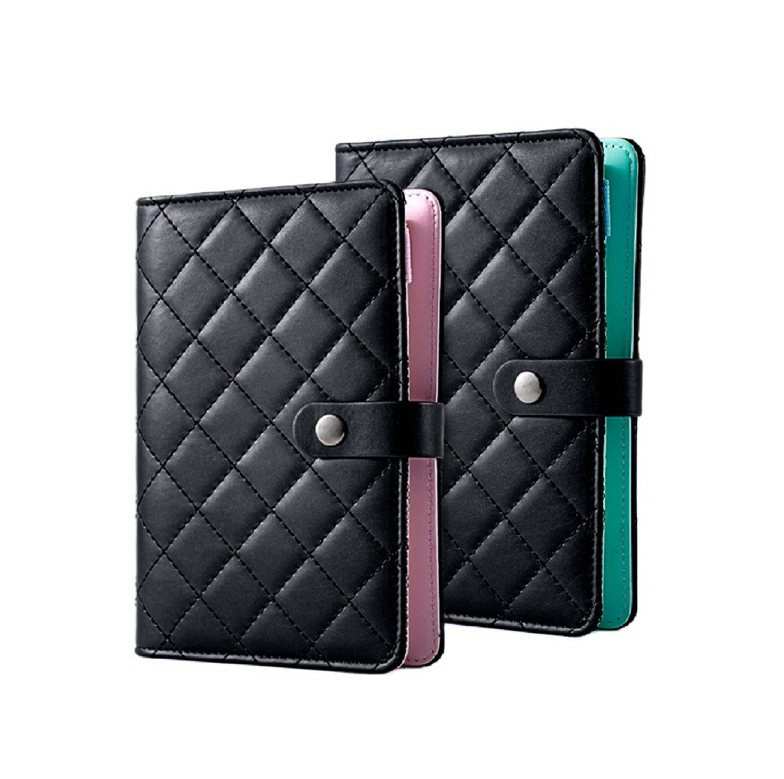 💗 Luxury Black Quilted Checkered A6 A5 Agenda Binder Planner Cash Envelope