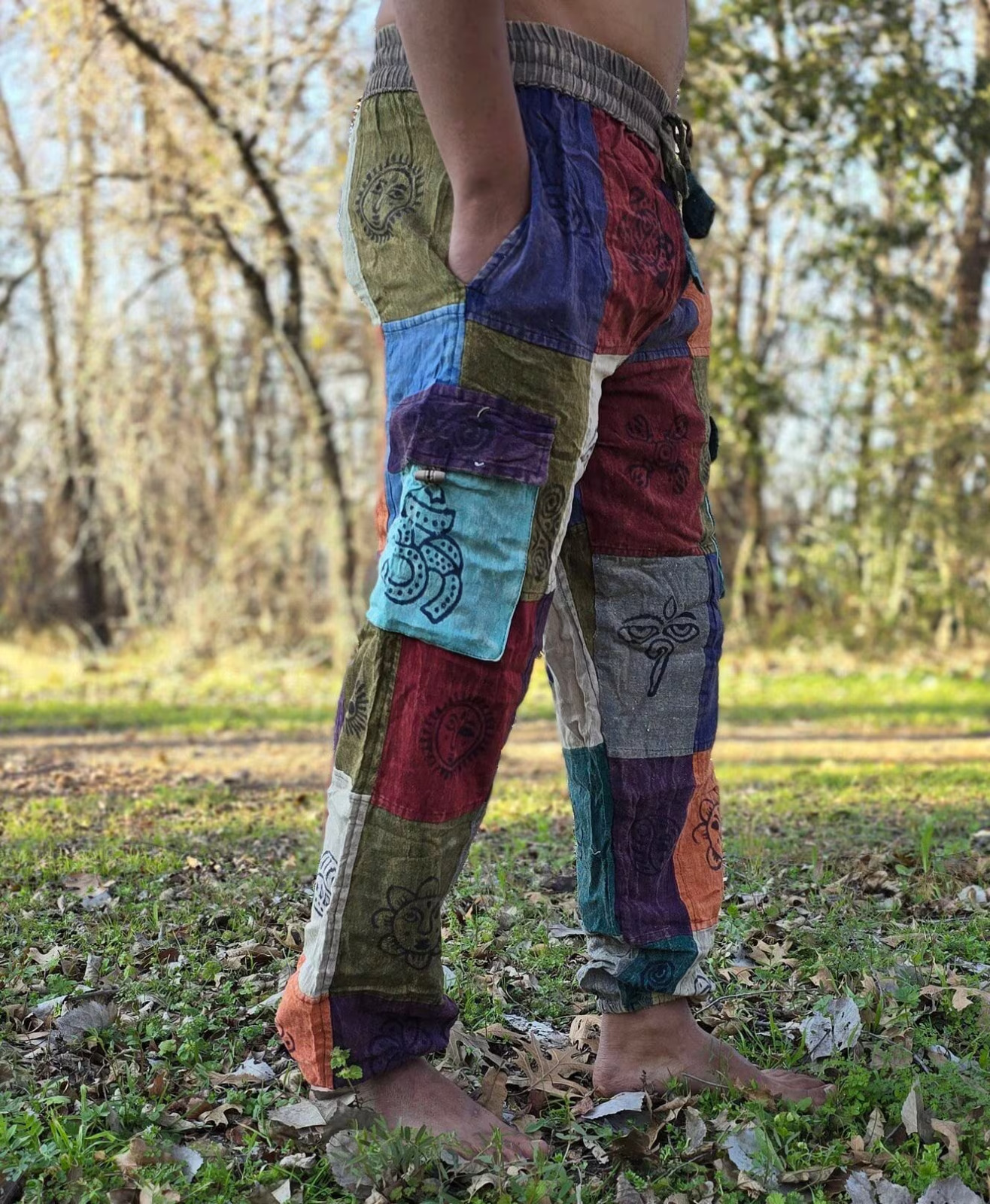 Organically Handmade Natural Stonewashed Hippie Colorful Hemp Comfortable Yoga P